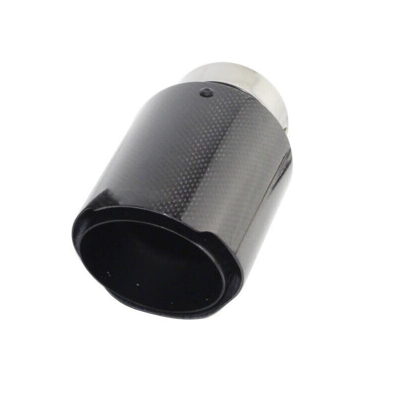 Carbon Tailpipe Exhaust Trim 100 mm Round Black Stainless Steel