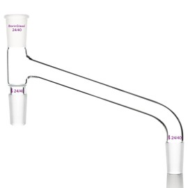 BorinGlass Glass Distilling Adapter, Borosilicate Glass 75 Degree Bent Chemistry Distillation Adapter with 24/40 Standard Joint