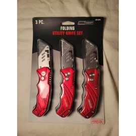 TOOL SHOP NEW Tool Shop Quick Change Folding Utility Knife Set - (3 knives w/ red handles)