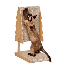 EHEYCIGA Cardboard Cat Scratcher for Indoor Kitten Cats, 20.9-Inch Corrugated Cat Scratching Board, L Shaped Vertical Cat Scratch, Small Scratching Board Pad, Brown