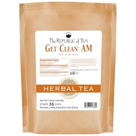 The Republic of Tea Be Well Teas, Get Clean AM Herbal Tea, Refill Pack of 36 Tea Bags