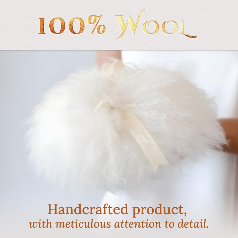 Shelley Kyle Classic Powder Puff, Handmade, Lambs Wool Dusting Powder