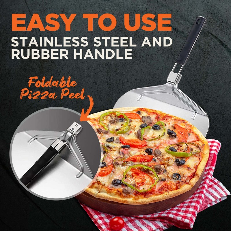 NutriChef Nonstick Pizza Peel - 16" x 12" Aluminum Pizza