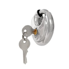 Discus Padlock with Round Locks, Heavy Duty Stainless Steel Round Padlock with 2 Keys, 70mm Shackle Security Lock for Storage Units, Sheds, Garages