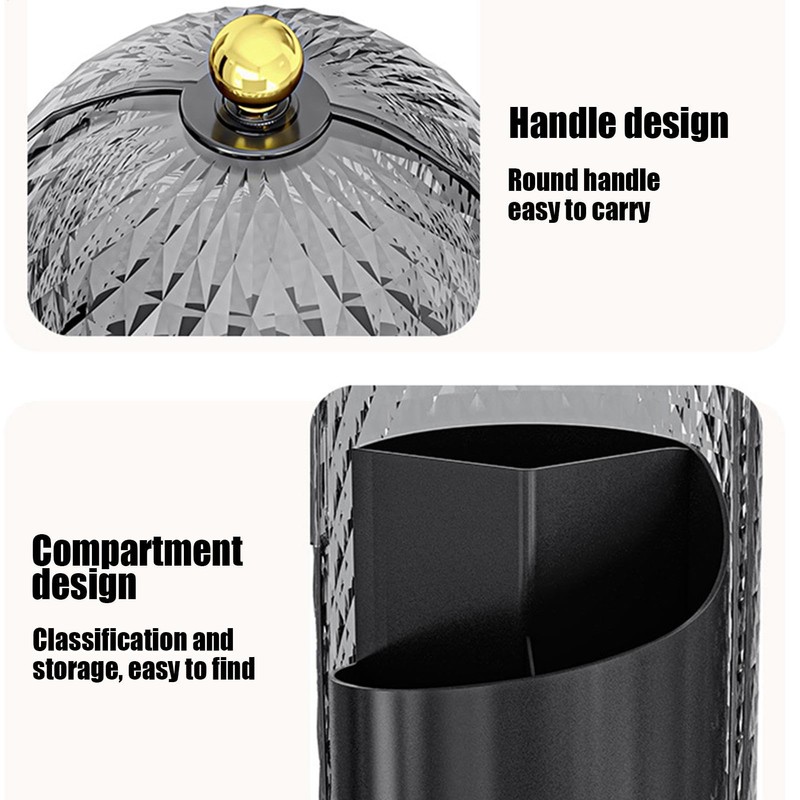 Makeup Brush Holder Organizer with Lid - 360°Rotating Waterproof Cosmetic