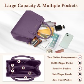 IGOLUMON Women's Medium Handbag Leather Handbag Tote Bag Handbags Women's Shoulder Bags Shoulder Bag Women's Handbags, purple, Contemporary