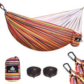 NATUREFUN Ultra-Light Travel Camping Hammock | 300kg Load Capacity,Breathable,Quick-drying Portable Hammock | 2 x Premium Carabiners,2 x Nylon Slings Included | Outdoor Indoor Garden