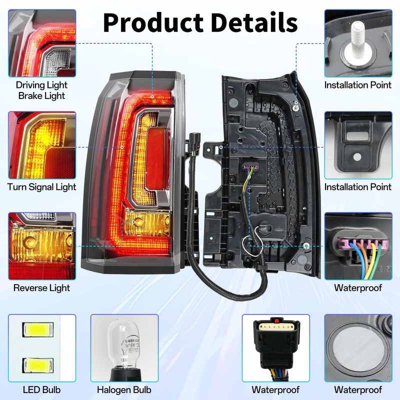 Convitex LED Tail Lights Assembly Fit GMC Yukon/Yukon XL Denali