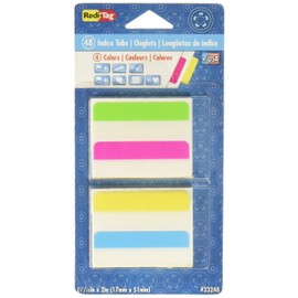 Redi-Tag Write-On Removable Index Tabs, 2 x 11/16 Inches, 48 Tabs per Pack, 4 Assorted Colors, 1-Pack (33248) (RTG33248)