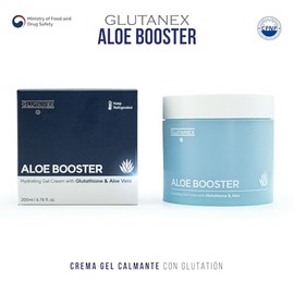 GLUTANEX™ ALOE BOOSTER Crema Gel Calmante, Hidratante, Reparadora y Antioxidante con Glutatión, PDRN de Salmón, Pantenol, Extracto de Aloe Vera y Triple Ácido Hialurónico (200ml.) De Corea del Sur