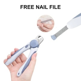 Pet Nail Clipper - Pet Grooming Tool for Nail Clipping and Trimming - Suitable for Dogs and Cats, Equipped with a Safety Guard and Razor Sharp Blade for Precision - plus a Bonus Free Nail File (Blue)