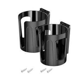 TRANSWARPS Wall Cup Holder, Universal Multi Size Cup and Mug Holder, for Cars, Trucks, RVs, Vans, Boats (Black) (2-Pack)