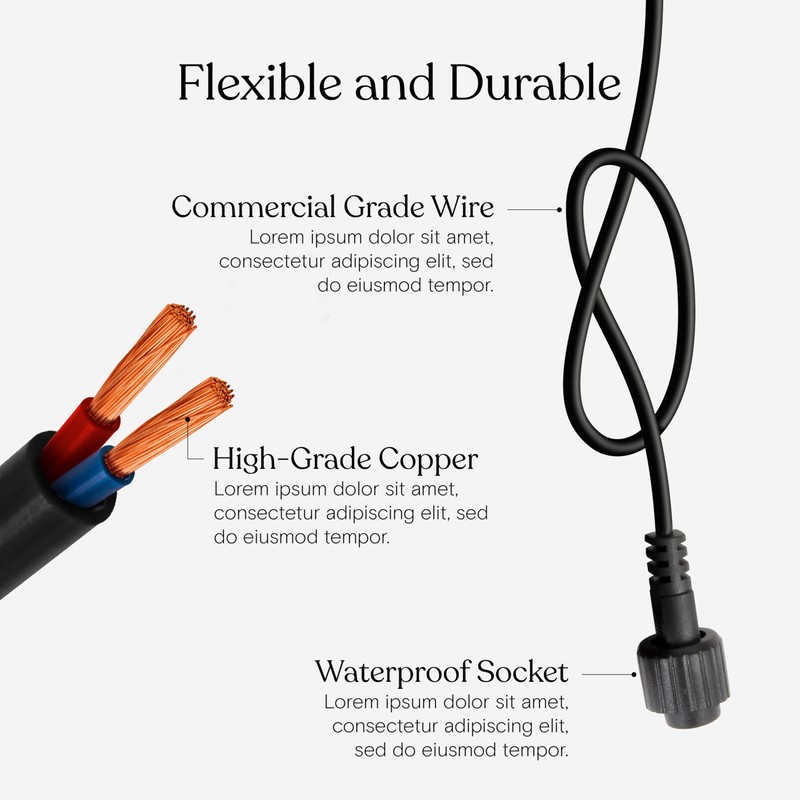Brightech Ambience Pro Waterproof Extension Cable for Solar Outdoor String