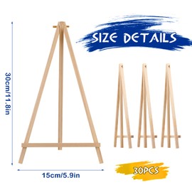 30 Pack Tall Wood Easels Tabletop Display Easels Art Craft Painting Easel Stand Wooden Triangle Painting Easel Arts Crafts Tripod Easels for Artist Adults Students (12 x 6 Inch)