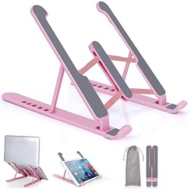 Pidien Portable Laptop Stand, Adjustable Laptop Holder Riser Computer Stand for Desk Notebook (Pink)