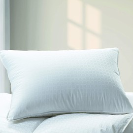 Cuddledown dreamstead Synthetic Down Alternative Pillow for Sleeping, Firm, 100% Cotton, Luxury Sateen Pillow, Standard Size, White