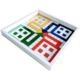 Real Glass Top Ludo Board Game 17 inches by 17 inches, Ludo Board Game with 16 Tokens and 2 Dice,