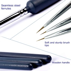 ZKSM 9pcs Detail Paint Brush Set Fine Miniature Artist Painting Brushes with 0, 00, 000 Size Drawing Brushes for Paintings Art Acrylic Watercolor Oil Nail Art