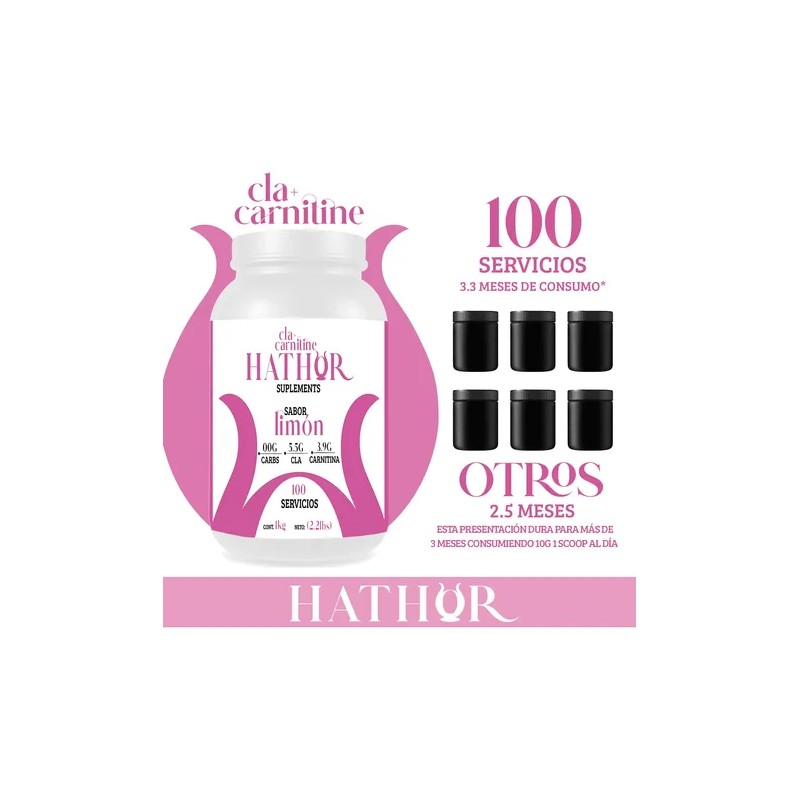 Cla Carnitina 1kg Hathor Suplements 100 Servicios Sabores