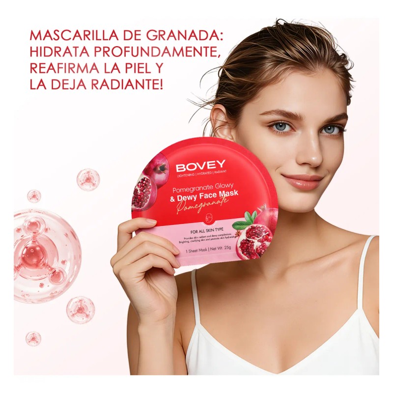 🔥 7pcs mascarilla facial de granada hidratante y reafirmante todo
