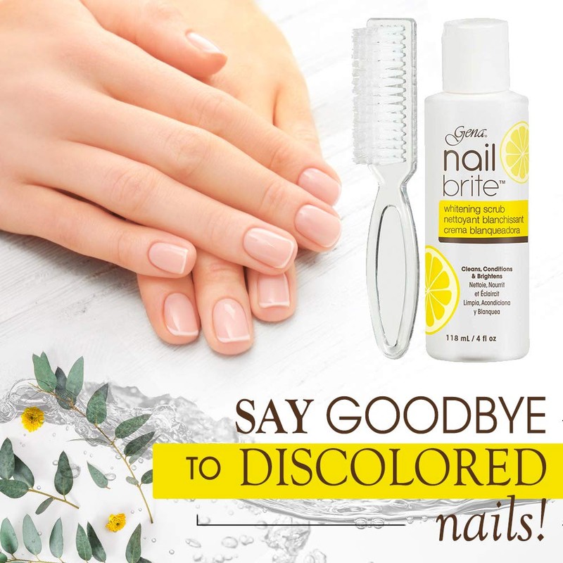 Gena Nail Brite Whitening Scrub with Brush, Cleans Conditions &
