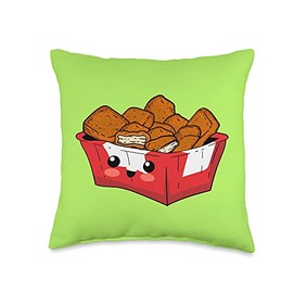 Chicken Nugget Fast Food Lover Gift Fast Food Lover Foodie Cute Chicken Nuggets Throw Pillow, 16x16, Multicolor