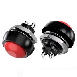 DIYhz Waterproof Momentary Push Button Switch 12MM Normal Open(NO) Mini Micro Switch ON-Off 125V 3A Red Black 14PCS