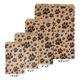 N'icePackaging 20 Bags of our Decorative Flat Paper Gift Bags - Paw-Print Pattern on Brown or White Kraft Bags - for Sales/Treats/Parties Cookies/Gifts (Kraft, 8.5" x 11")
