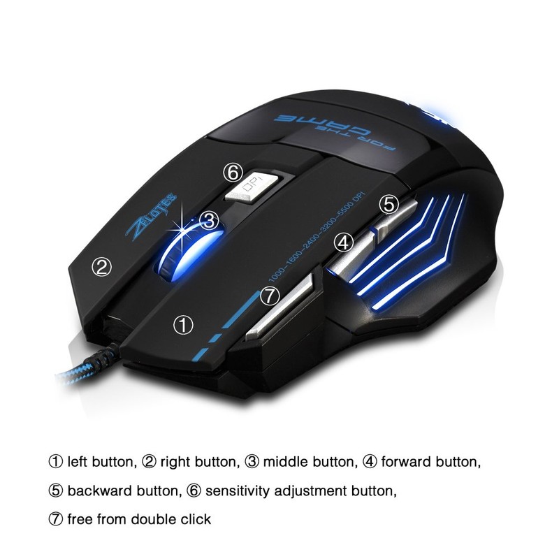 GAMING MOUSE, ZELOTES PROFESSIONAL LED OPTICAL 7200 DPI 7-KEY USB