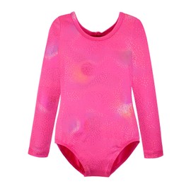 HOZIY Gymnastics Leotards for Girls Long Sleeve 5t size 5-6 years months Sleeved Dance Kids Toddlers Clothing Clothes Leo Glitter Sparkle Tumbling Rose Hot Pink Ropa Gimnasia Para Niña