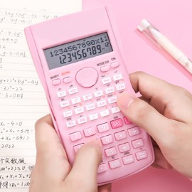 Scientific Calculator, 12 Digit Scientific Standard Calculator, Large Display with Sliding Hardcover, Supports 240 Functions, Portable (Sakura Pink)