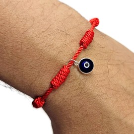 MYSTIC JEWELS By Dalia – 7 Knots Red Charm Bracelet – Adjustable – Evil Eye Protection, Good Luck – for Women and Men, Polyester