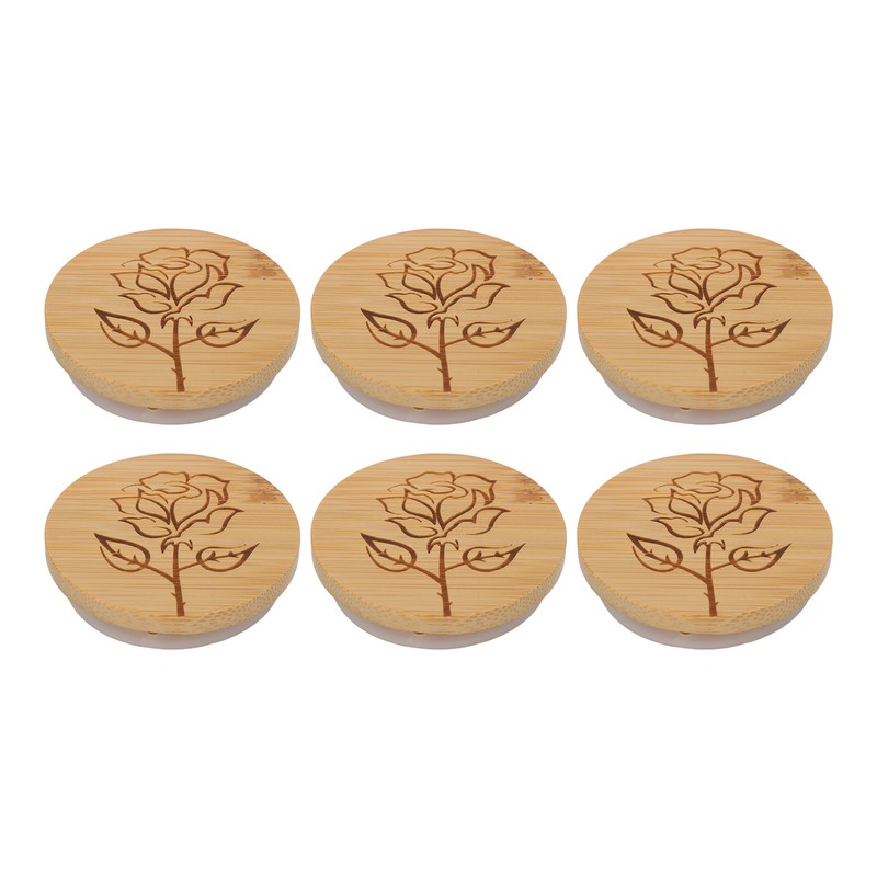 6Pcs Jar Wood Lid Set Easy to Clean Storage Jar