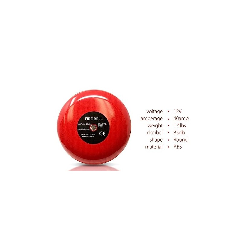 Fire Alarm Bell, 12 Volt dc, UL, 6", UL Listed
