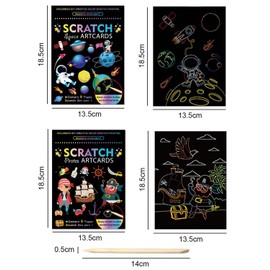 Georgie Porgy Scratch Art Paper Set DIY Arts Craft Kits for Kids Magic Rainbow Cards Boards Christmas Birthday Present for Boys Girls (Pirate Outer Space)