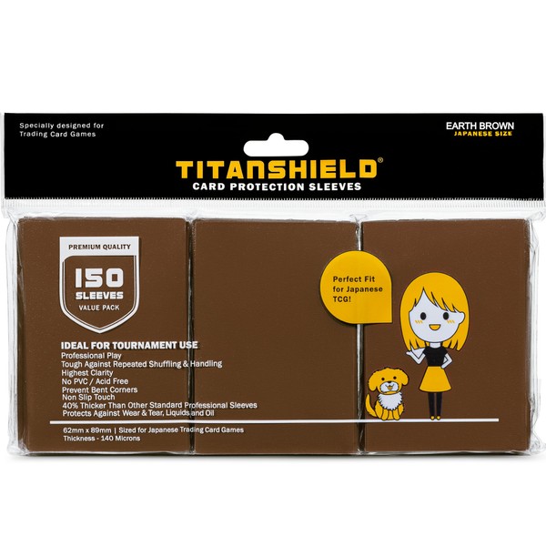 TitanShield (150 Sleeve/Earth Brown) Small Japanese Sized Trading Card Sleeves