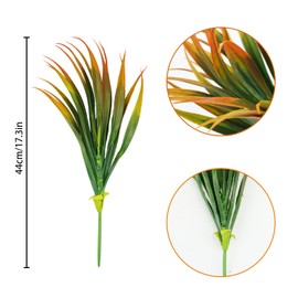 Dehoxara 24Pcs Artificial Grass Plant Fake Outdoor Plastic Plants UV Resistant Faux Grasses Greenery Shrubs for Window Box Garden Patio Porch Home Decor Yellow