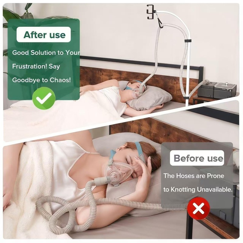 EonRivet All-Metal CPAP Hose Holder – Bedside Stand with Hook