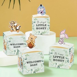 QZCYU 24pcs Winnie Baby Shower Decorations, Winnie Party Favor Boxes for Baby Showers, Bear Decorations Birthday Decorations for Boy Girls Favors Birthday Gender Reveal