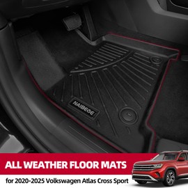Naibeve Floor Mats for 2020-2025 Volkswagen Atlas Cross Sport- All Weather for Volkswagen VW Atlas Cross Sport Floor Mats Liners & Cargo Liner & Seats Back Cover(Floor Liner+Backrest Mats+Trunk Mat)