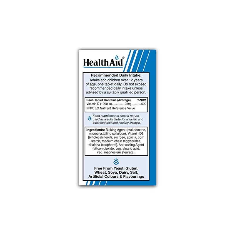 HealthAid Vitamin D 1000iu - 30 Tablets