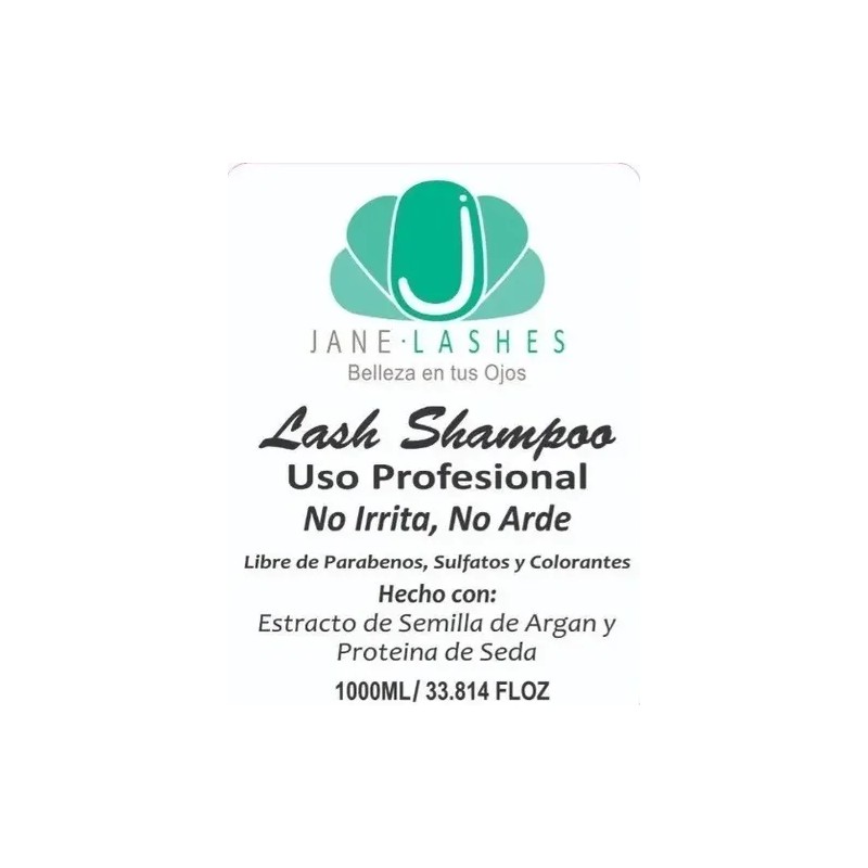 Lash Shampoo 1L Jane Lash Limpieza Extensiones Pestañas Mink Fórmula