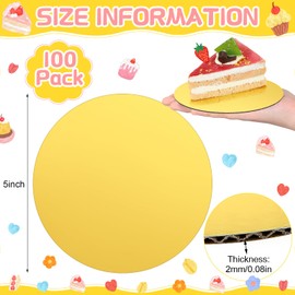 Newtay 100 Pcs 5 Inch Cake Board Round Mini Cardboard Cake Circle Boards Grease Proof Tray Base for Baking Pastry(Black and Gold)