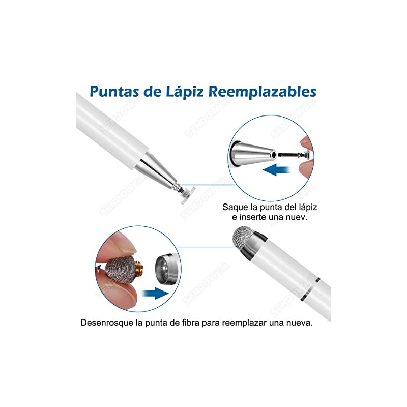 Sendowtek Lápiz Táctil Capacitivo 3 en 1, Lápiz Óptico para