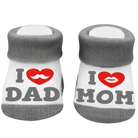 AFCJLTO Cotton Non-Slip Socks Baby Gifts for Birth, Baby Cotton Socks Cute Socks I Love Mum + I Love PaPa Newborn Toddler Boys Girls Cotton Small Socks