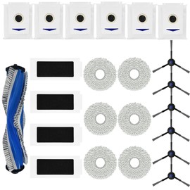 LOVECO Accessory Replacement Compatible with Ecovas Deebot T30 Omni, T30 Pro Omni, 1 Rubber Main Brush, 4 Filters, 6 Mop Wipes, 6 Side Brushes, 6 Dust Bags