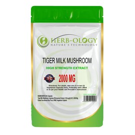 HB Tiger Milk Mushroom | 120 High Strength Tigers Milk Mushroom Supplement - 2000mg Tigers Milk Mushroom (100mg @ 20:1) Extract per Serving | Mushroom Capsules | Non-GMO & Made in The UK