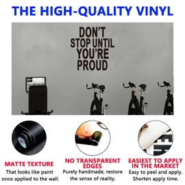 SEATUNE Motivational Office Gym Wall Decals - Inspirational Quotes Wall Stickers - Quotes School Classroom Exercise Positive Fitness Garage Vinyl Art Wall Decor - Don't Stop Until You're Proud 21"X21"