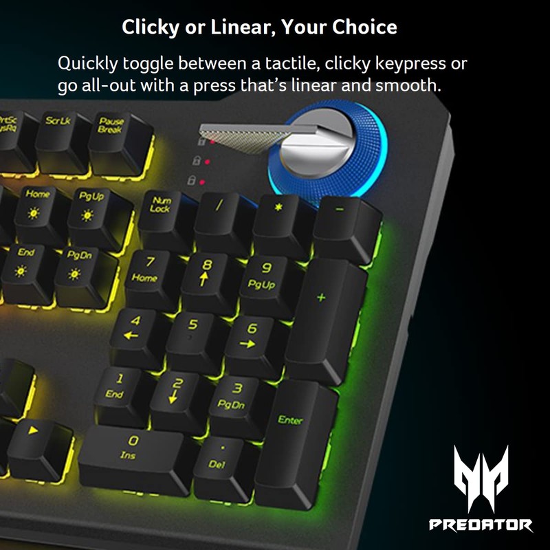 acer Predator Aethon 700 Gaming Keyboard:Clicky or Linear-Your Choice|Per-Key 16.8M