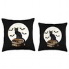 Black Cat Books Full Moon Throw Pillow